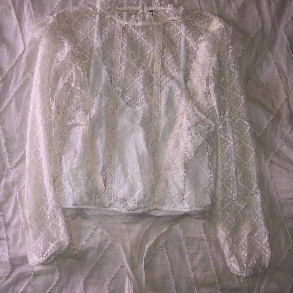 Free People Ivory Lace Bodysuit - Picture 3 of 8